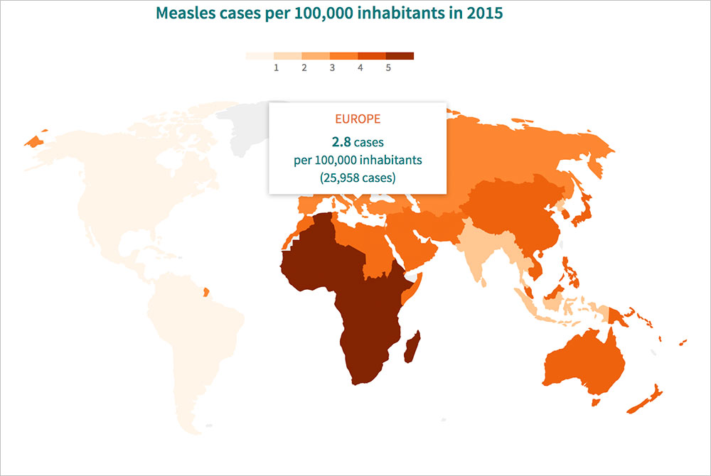 Measles cases map