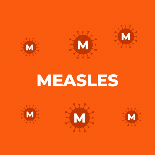An animated GIF that shows one measles patient can infect 16-18 others