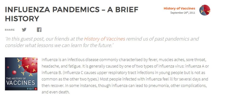 Influenza pandemics-A brief history