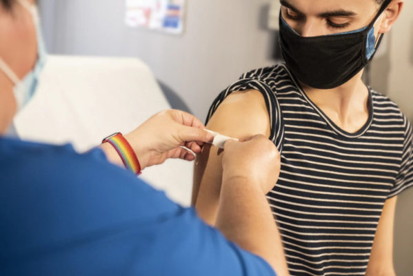 A boy vaccinated against HPV