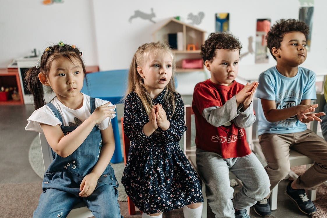 A group of kindergarten children