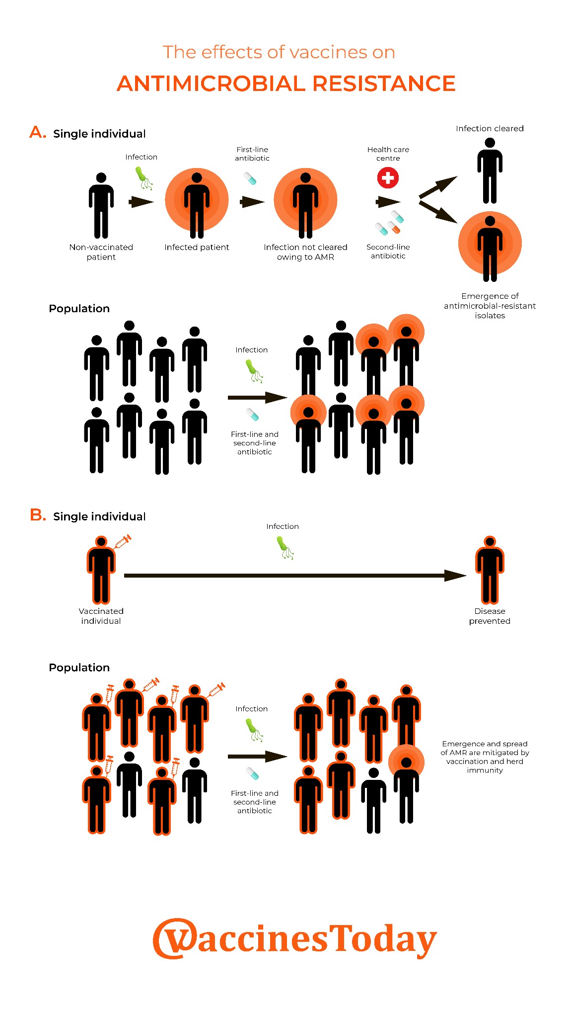 Graphical overview of the effects of vaccines on Antimicrobial Resistance