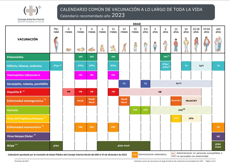 Calendario comun de vacunacion a lo largo de toda la vida