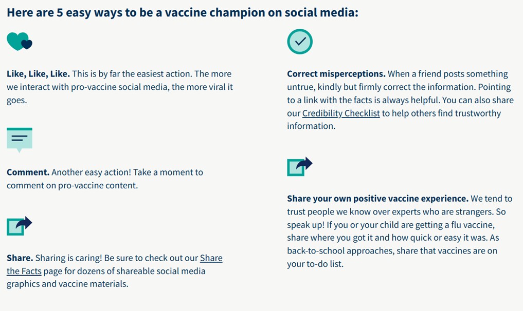 Infographic: Five easy ways to be a vaccine champion on social media